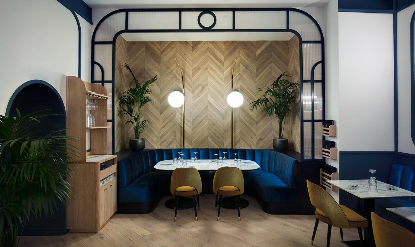 Mobilier de la brasserie Felix Faure à Nice