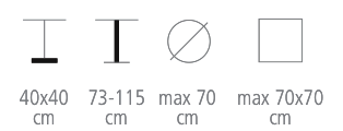 Dimensions de la table réglable de forme carrée Nox