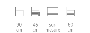 Dimensions de la banquette Standard Bandes Verticales