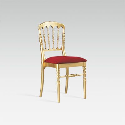 Chaise Napoléon III dorée avec assise rouge