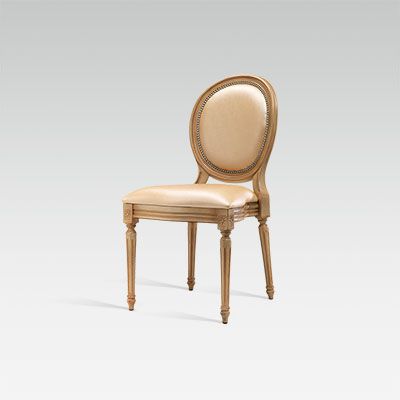 Chaise Louis XVI Medaillon empilable de couleur beige