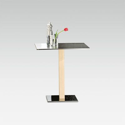 Table rectangulaire en métal et avec colonne en chêne plaqué Nox